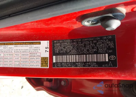 2009 Toyota Prius z USA, uszkodzony, nr VIN JTDKB20U697826762